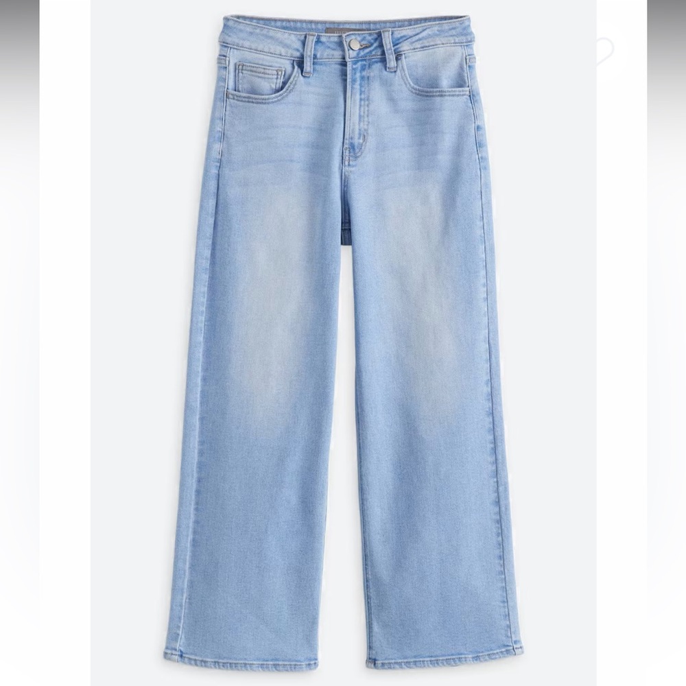 Light Wash Cropped Wide Leg Jeans